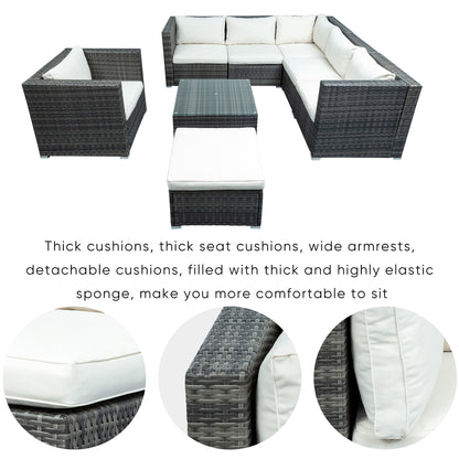 U_STYLE Patio Furniture Sets, 8-Piece Patio Wicker Corner Sofa with Cushions, Ottoman and Coffee Table