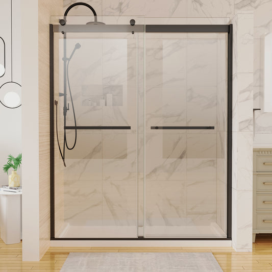 60 in. W x 74 in. H  Shower Door in Matte Black with 5/16 in. (8 mm) Clear Glass