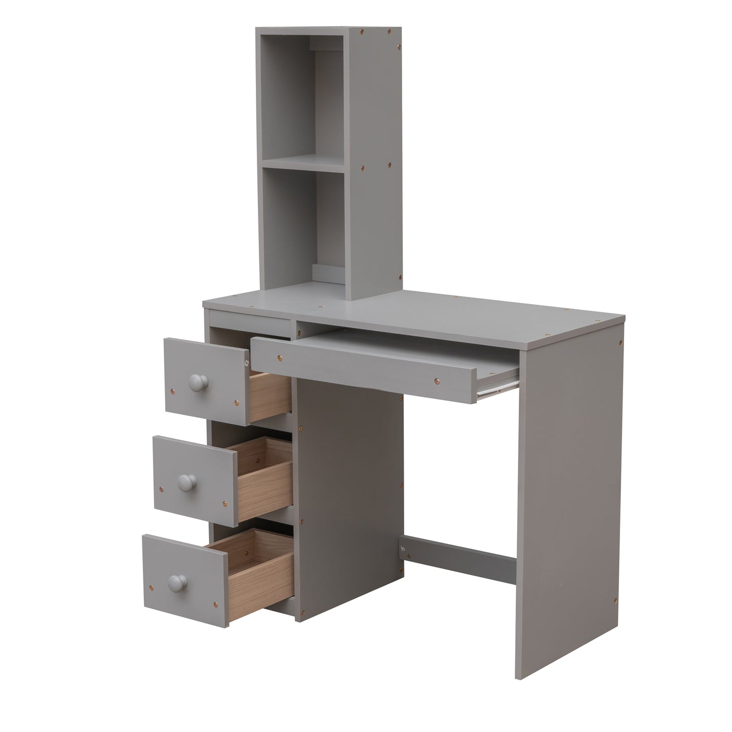 Twin Size Loft Bed with a Stand-alone Bed, Storage Staircase, Desk, Shelves and Drawers, Gray