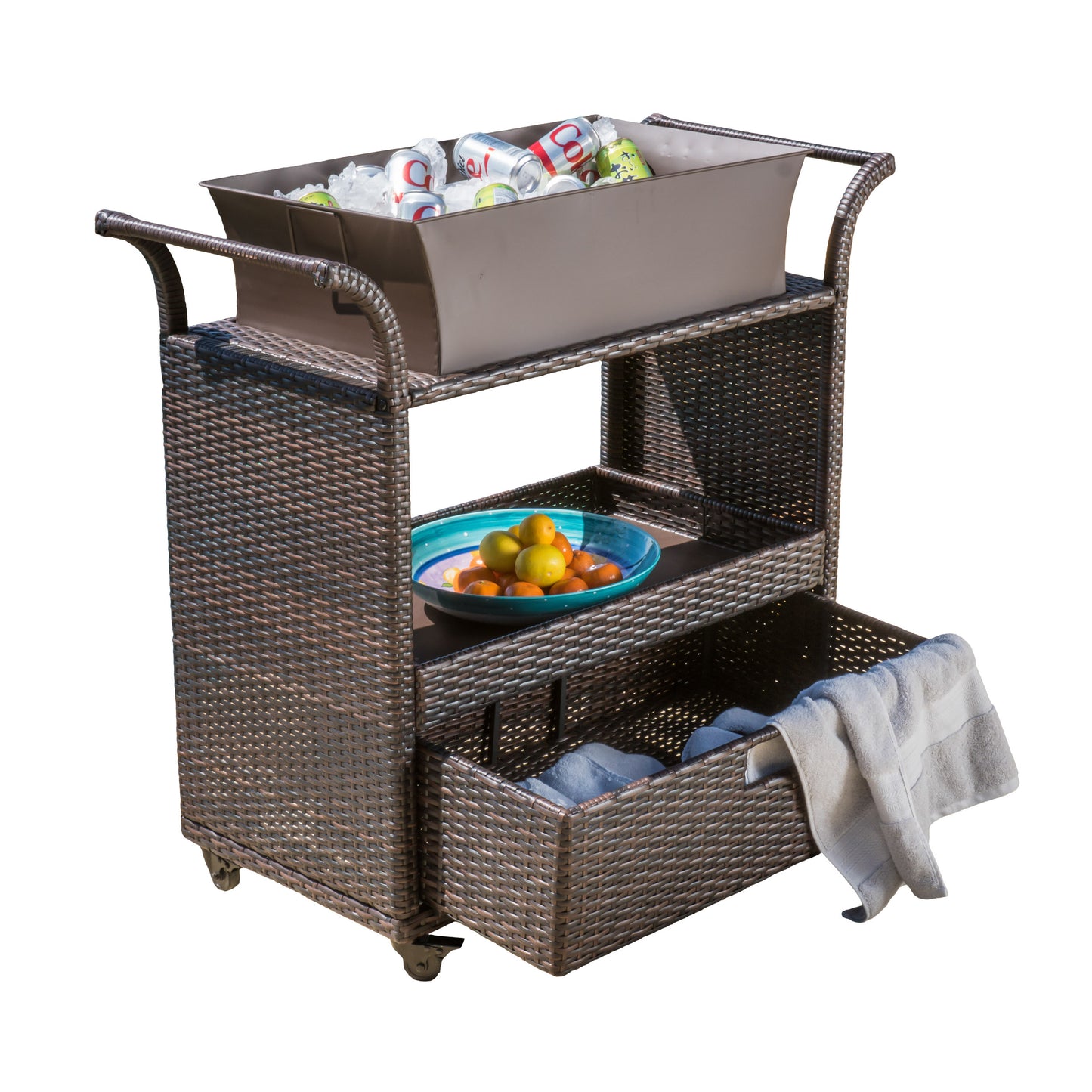 Christopher Knight Home Manka Indoor Wicker Convenience Bar Cart, Brown