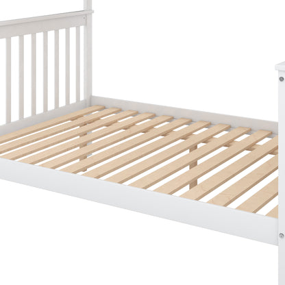 Twin over Full Stairway Bunk Bed with storage, White