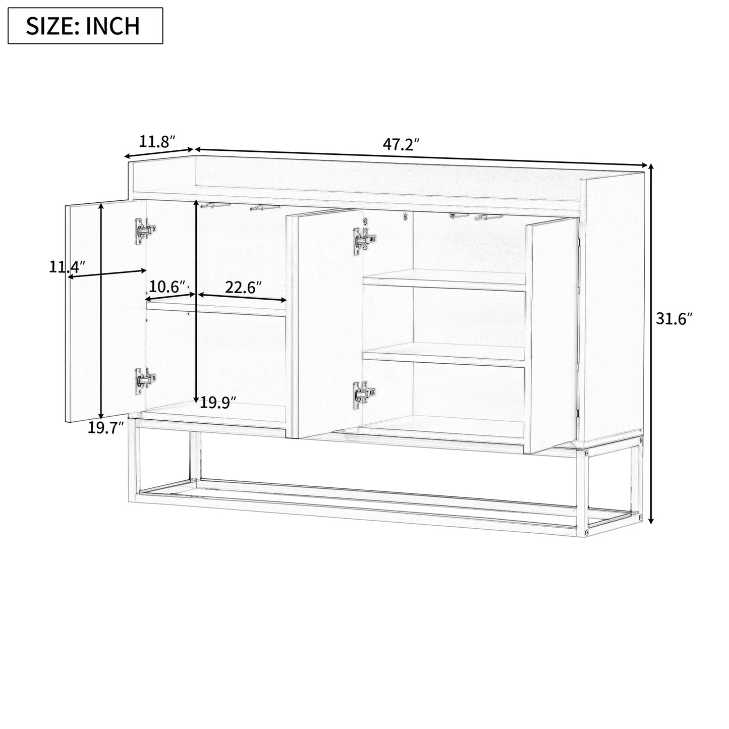 TREXM Modern Sideboard Elegant Buffet Cabinet with Large Storage Space for Dining Room, Entryway (Espresso)