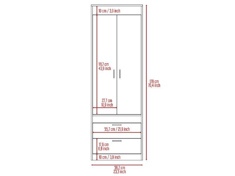 Willow Grove 2-Drawer Armoire Light Gray