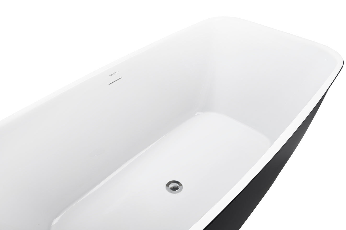 59" 100% Acrylic Freestanding Bathtub，Contemporary Soaking Tub，white inside black outside