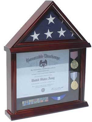 3’X5’ Flag & Certificate Display Case Cabinet Shadow Box, Mahogany Finish. by The Military Gift Store