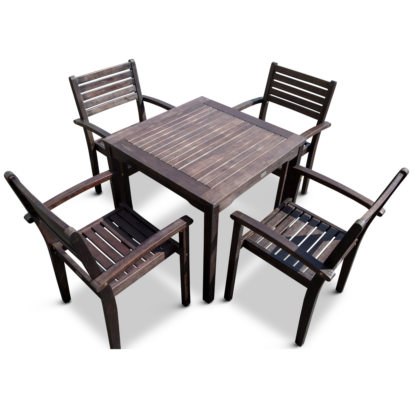 5-Piece Eucalyptus Dining Set, Espresso Finish