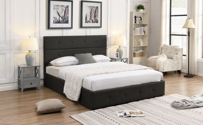 Upholstered Platform Bed with Underneath Storage,Queen Size,Gray