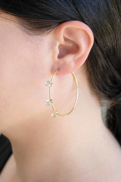 Diamond Studded Hoop Earrings