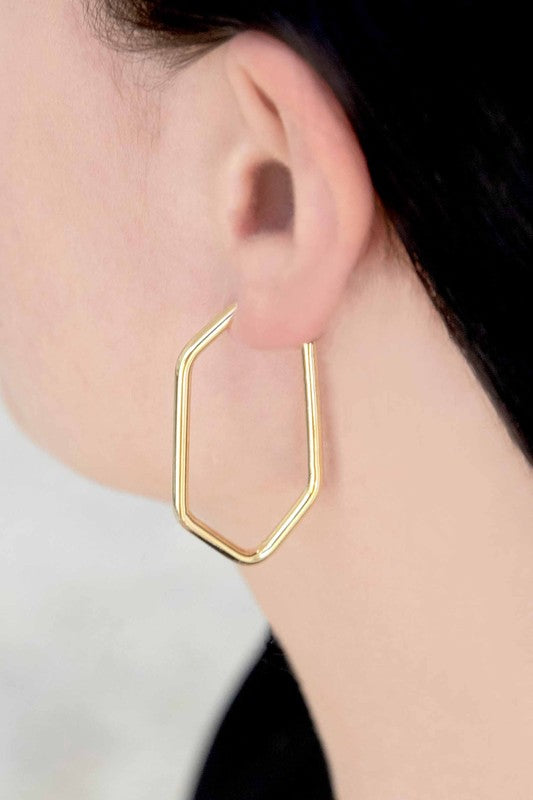 Geometric Drop Hoop Earrings