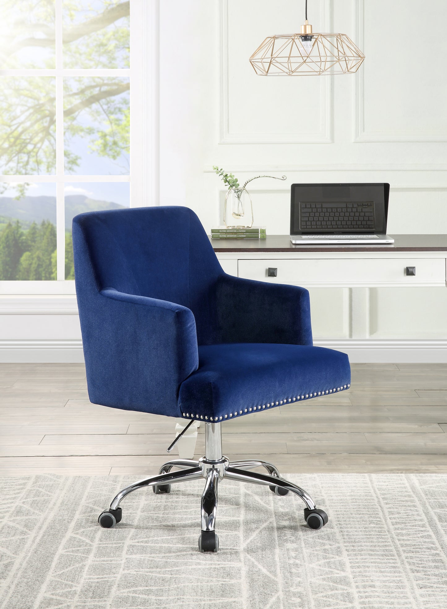 ACME Trenerry Office Chair in Blue Velvet & Chrome Finish OF00117