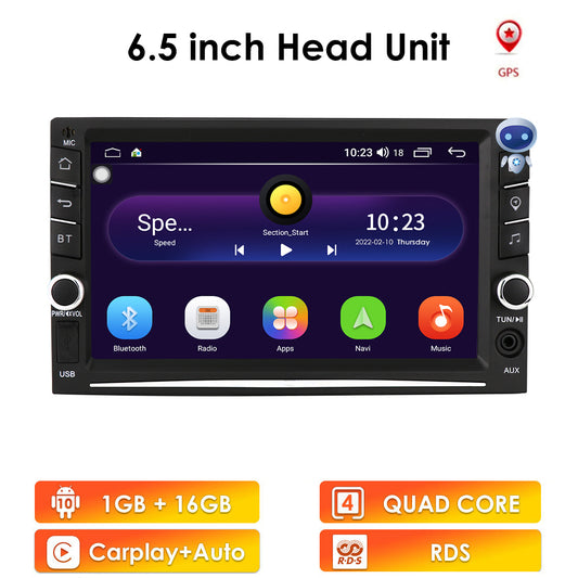 6.5 inch Double 2Din Touch Screen Android10 Support Apple Carplay Car Gps Navigation Mp5 Player FM RDS Bluetooth Steering Wheel Control