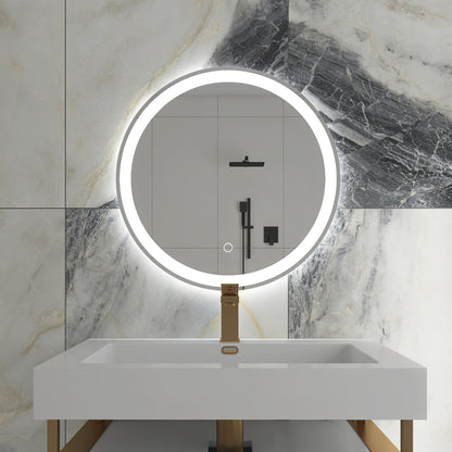 24 in. Round Wall-Mounted Dimmable LED Bathroom Vanity Mirror with Defogger and Bluetooth Music Speaker