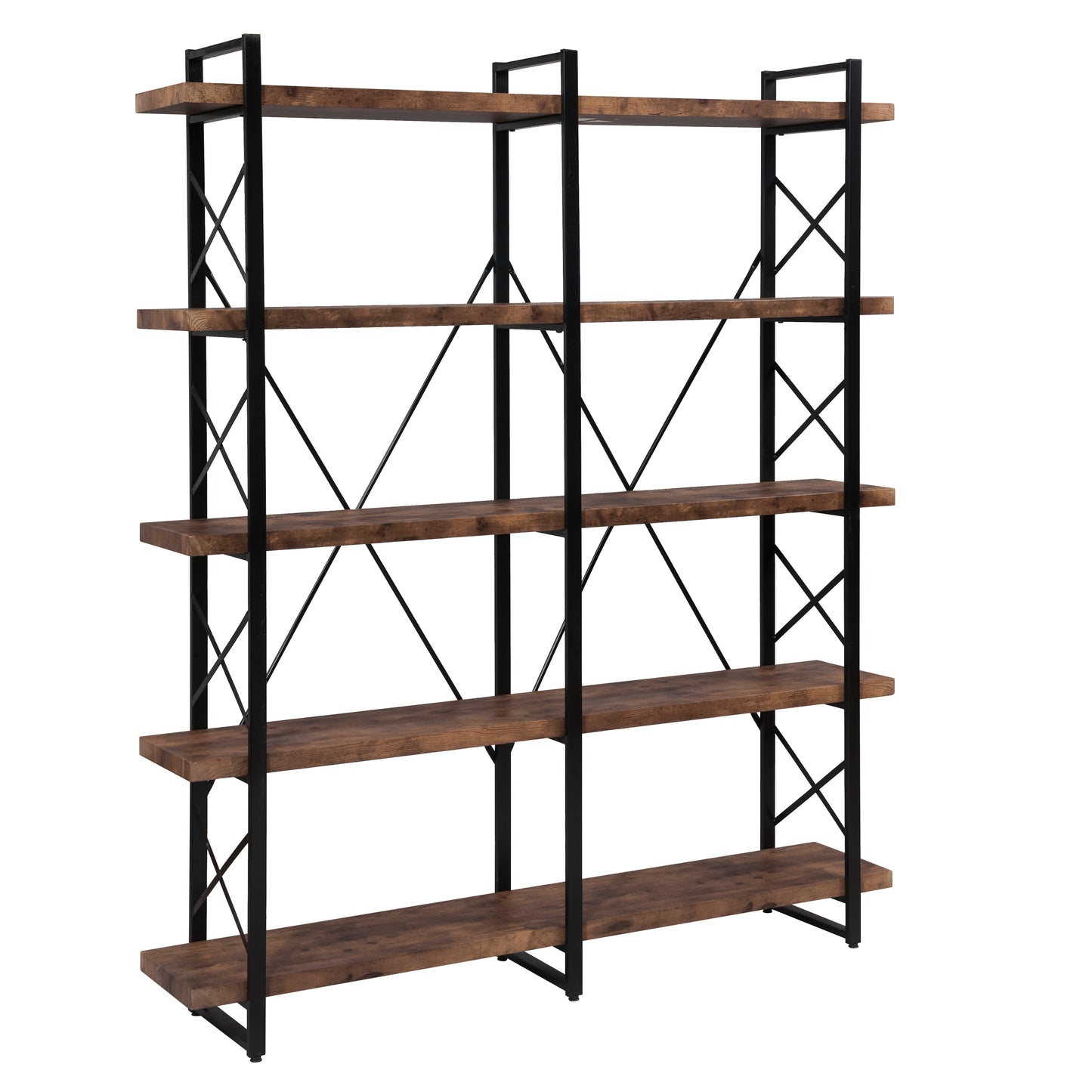 [VIDEO] Home Office 5 Tier Bookshelf, X Design Etageres Storage Shelf, Industrial Bookcase for Office with Metal Frame