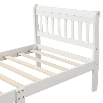 Wood Platform Bed Twin Bed Frame Panel Bed Mattress Foundation Sleigh Bed with Headboard/Footboard/Wood Slat Support