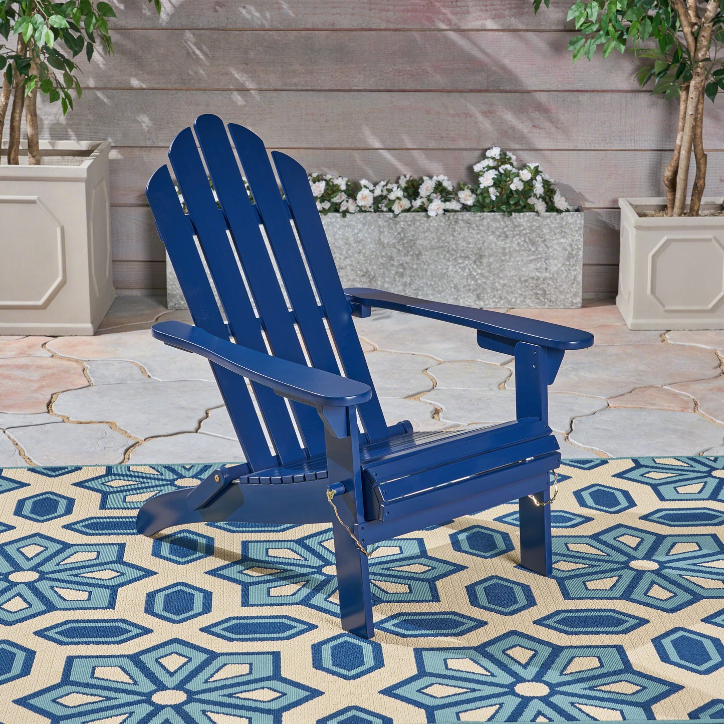 Outdoor foldable solid wood ADIRONDACK chair dark blue