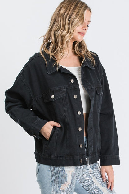 EPIPHANY PRINTED BACK OVERSIZED DENIM JACKET