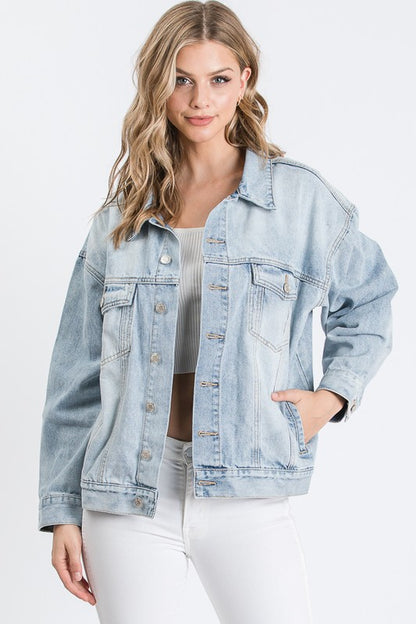 EPIPHANY PRINTED BACK OVERSIZED DENIM JACKET