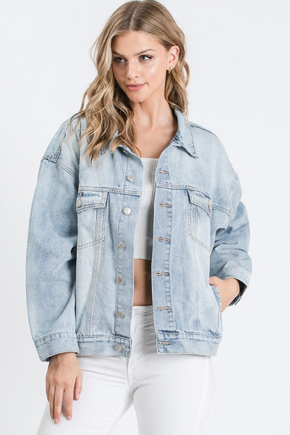 EPIPHANY PRINTED BACK OVERSIZED DENIM JACKET