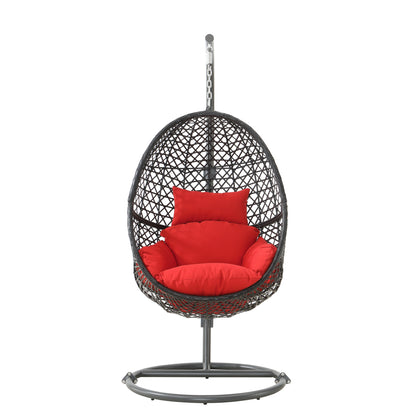 Patio PE Rattan Swing Chair With Stand for Balcony, Courtyard