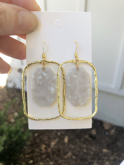 Ivory Acrylic Chandelier Earrings