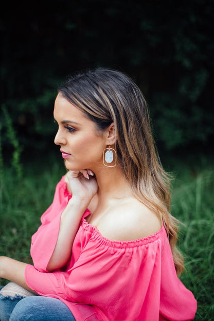 Ivory Acrylic Chandelier Earrings