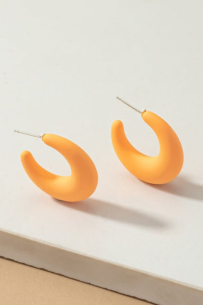 Lightweight bright color puffy hoop earrings