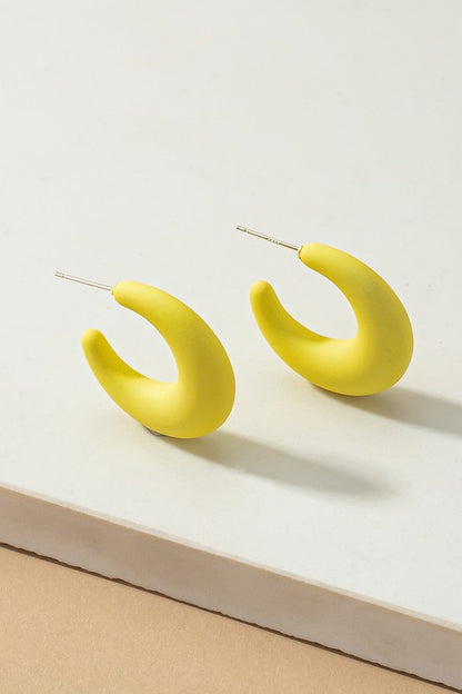 Lightweight bright color puffy hoop earrings