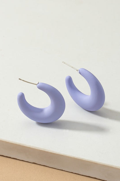 Lightweight bright color puffy hoop earrings