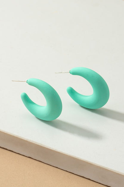 Lightweight bright color puffy hoop earrings