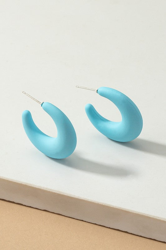 Lightweight bright color puffy hoop earrings