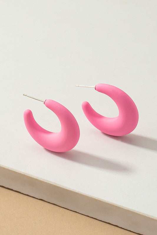 Lightweight bright color puffy hoop earrings