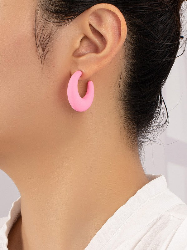 Lightweight bright color puffy hoop earrings