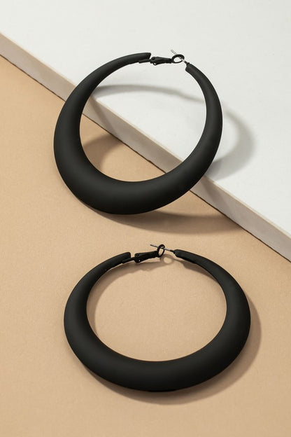 Large color coated puffy hoop earrings