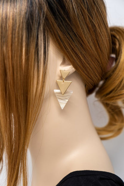 Triple triangle linear drop earrings
