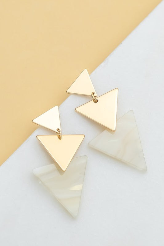 Triple triangle linear drop earrings