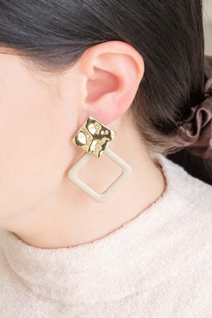 Leatherette and Metal Drop Earrings