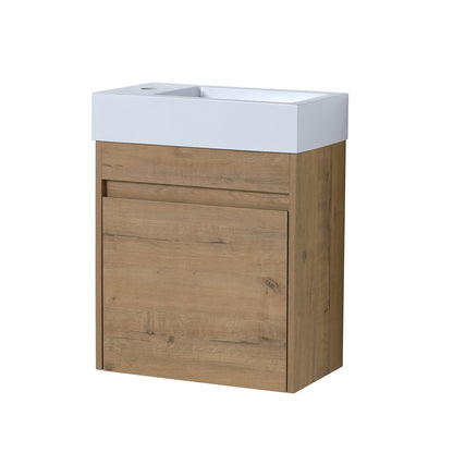 18'' Floating Wall-Mounted Bathroom Vanity with White Ceramic Sink & Soft-Close Cabinet Door