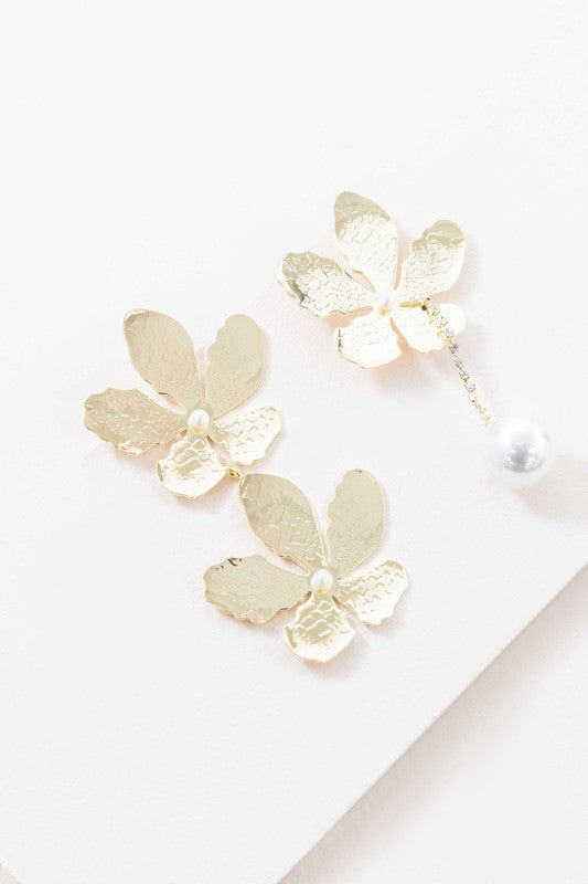 Golden Flower Drop Earrings