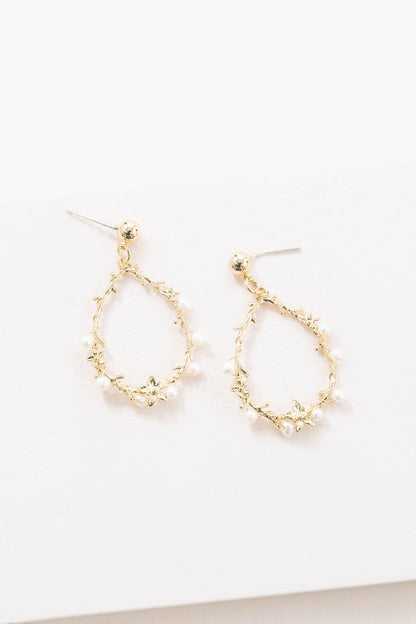 Floral and Pearl Vine Tear Earrings