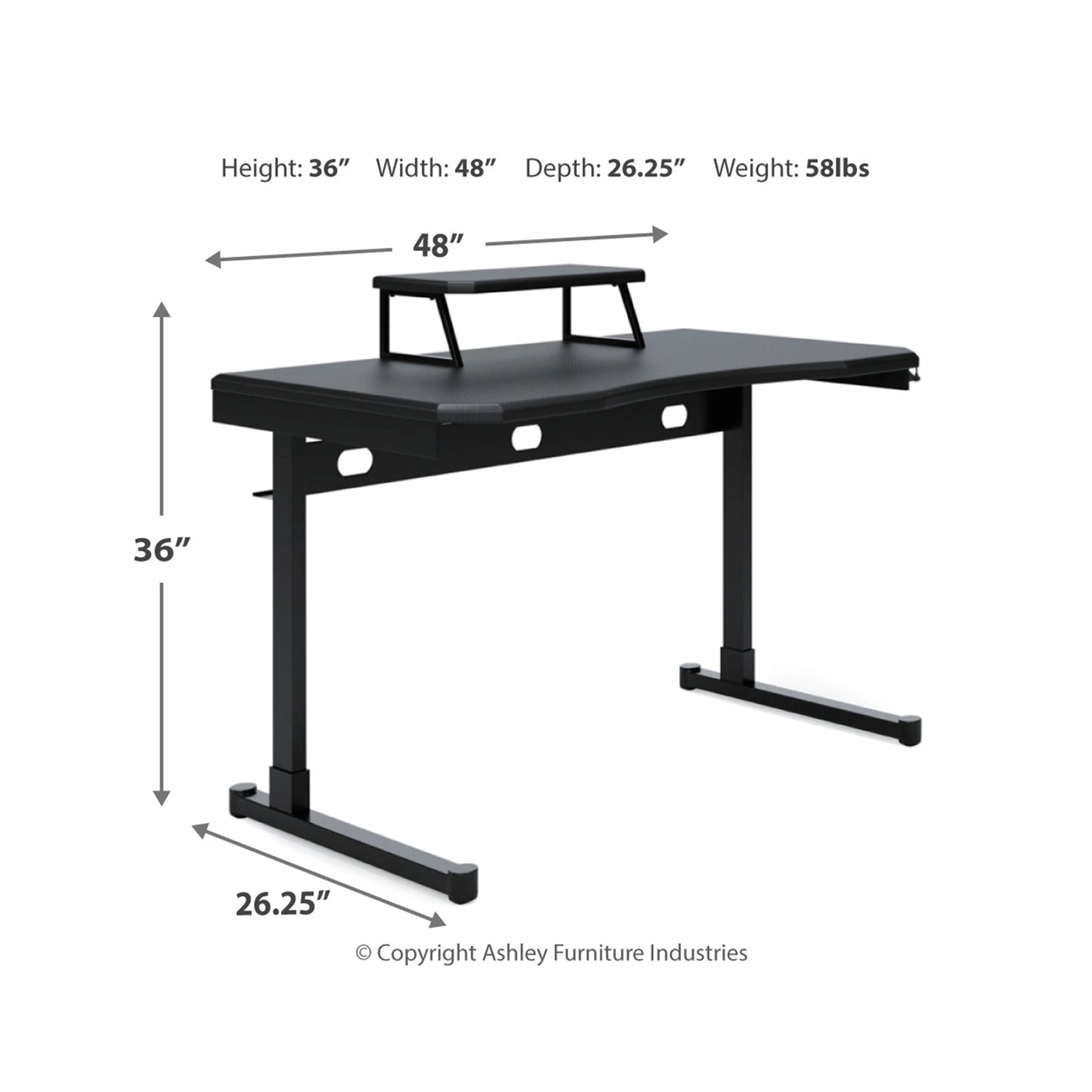 Ashley Lynxtyn 48" Black Contemporary Home Office Desk H400-111