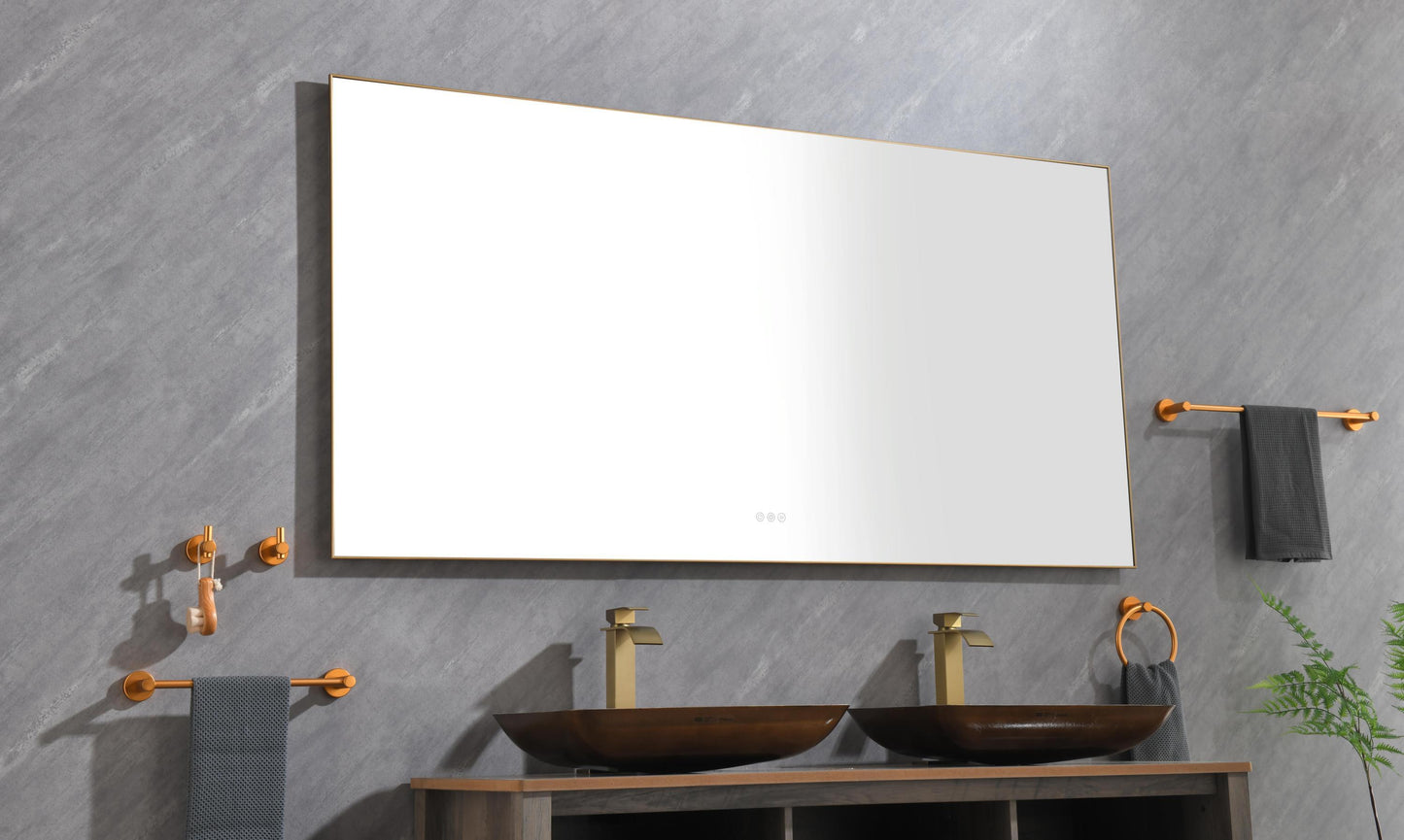 Super Bright Led Bathroom Mirror with Lights, Metal Frame Mirror Wall Mounted Lighted Vanity Mirrors for Wall, Anti Fog Dimmable Led Mirror for Makeup, Horizontal/Verti  \nGun Gray Metal