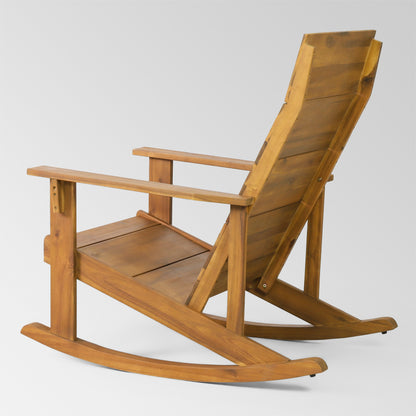 Wooden Outdoor Rocking Chair Adirondack Teak finish  （Set of 2）