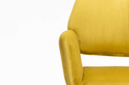 Velet Upholstered Side Dining Chair with Metal Leg(Yellow velet+Beech Wooden Printing Leg),KD backrest