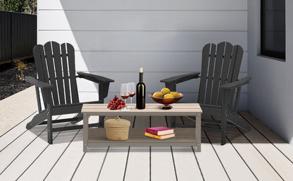 Resistant Adirondack Chair for Patio Deck Garden  Fire Pit Chair, 
Composite Adirondack Chair, Black,1 piece.