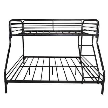 Heavy Duty Twin-Over-Full Metal Bunk Bed, Easy Assembly with Enhanced Upper-Level Guardrail, Black