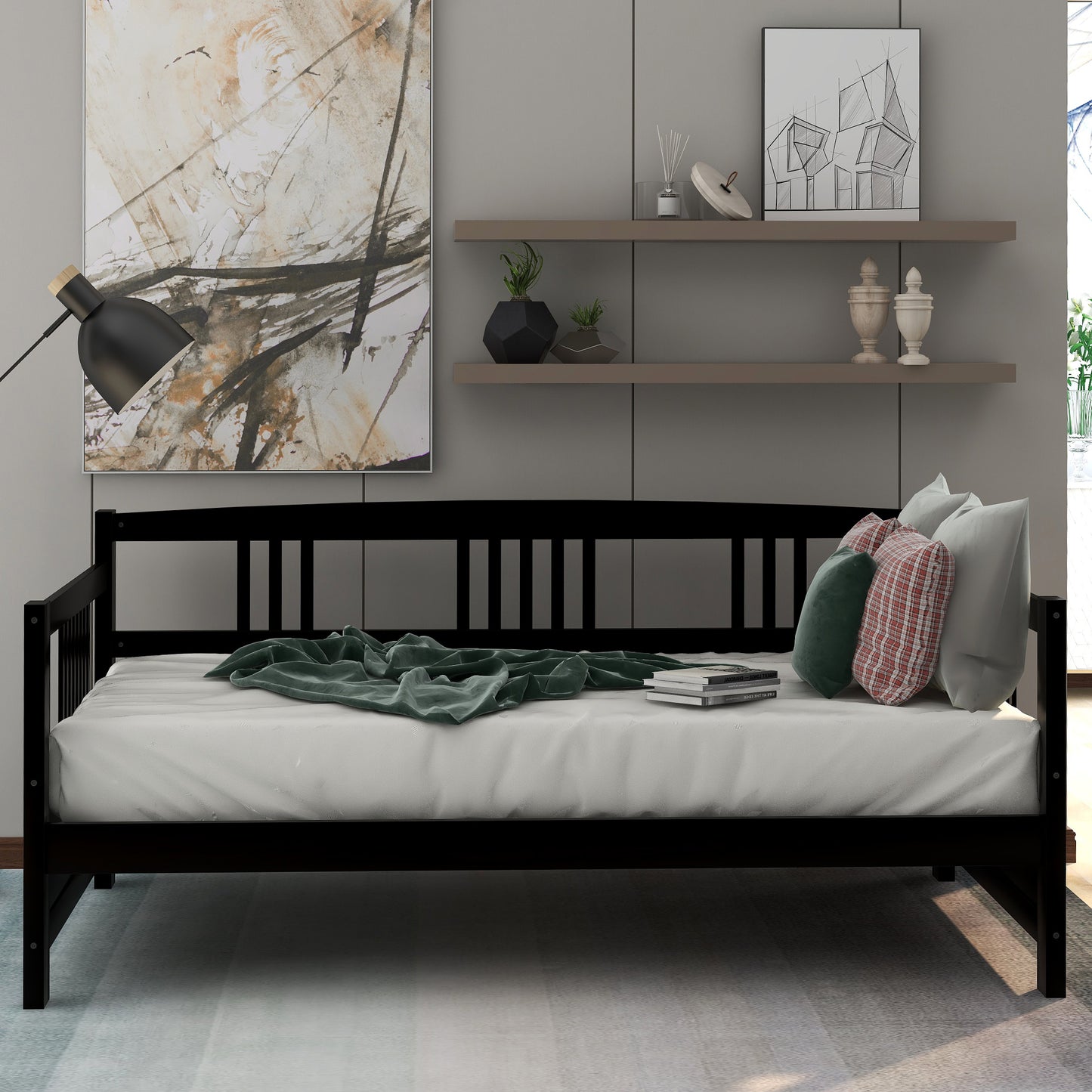 Modern Solid Wood Daybed, Multifunctional, Twin Size, Espresso (Previous SKU: WF191899AAP)