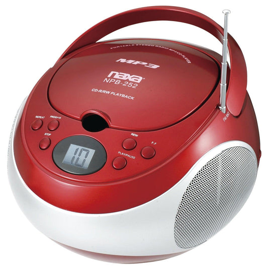 Portable MP3/CD Player with AM/FM Stereo Radio Red by VYSN