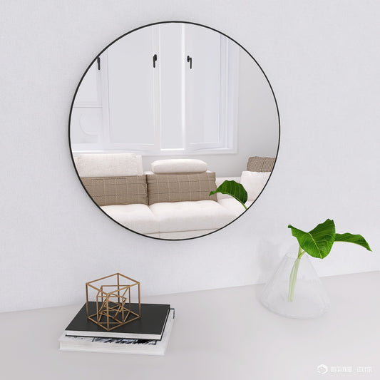 24"  Large Round Black Circular Mirror