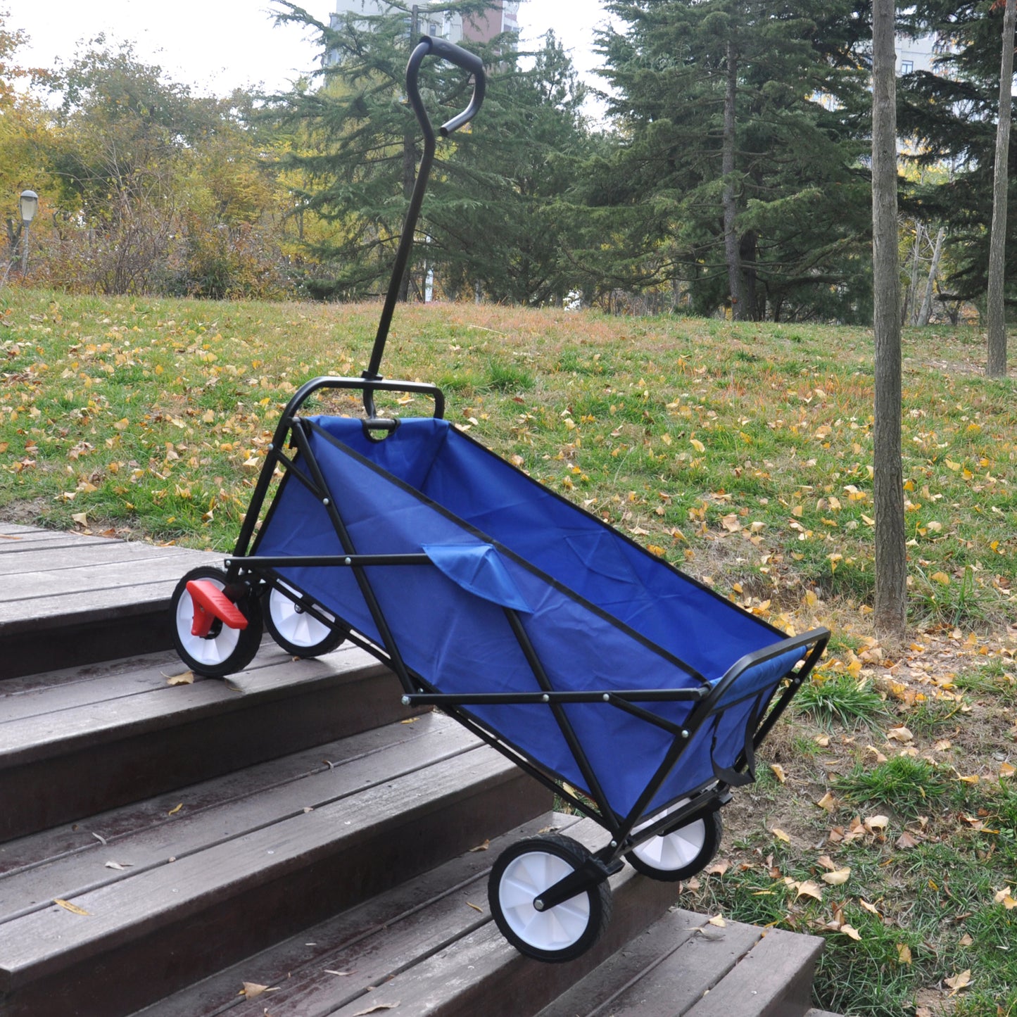 Folding Wagon Garden Shopping Beach Cart (blue)