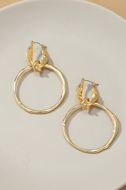 Statement hammered hoop drop earrings